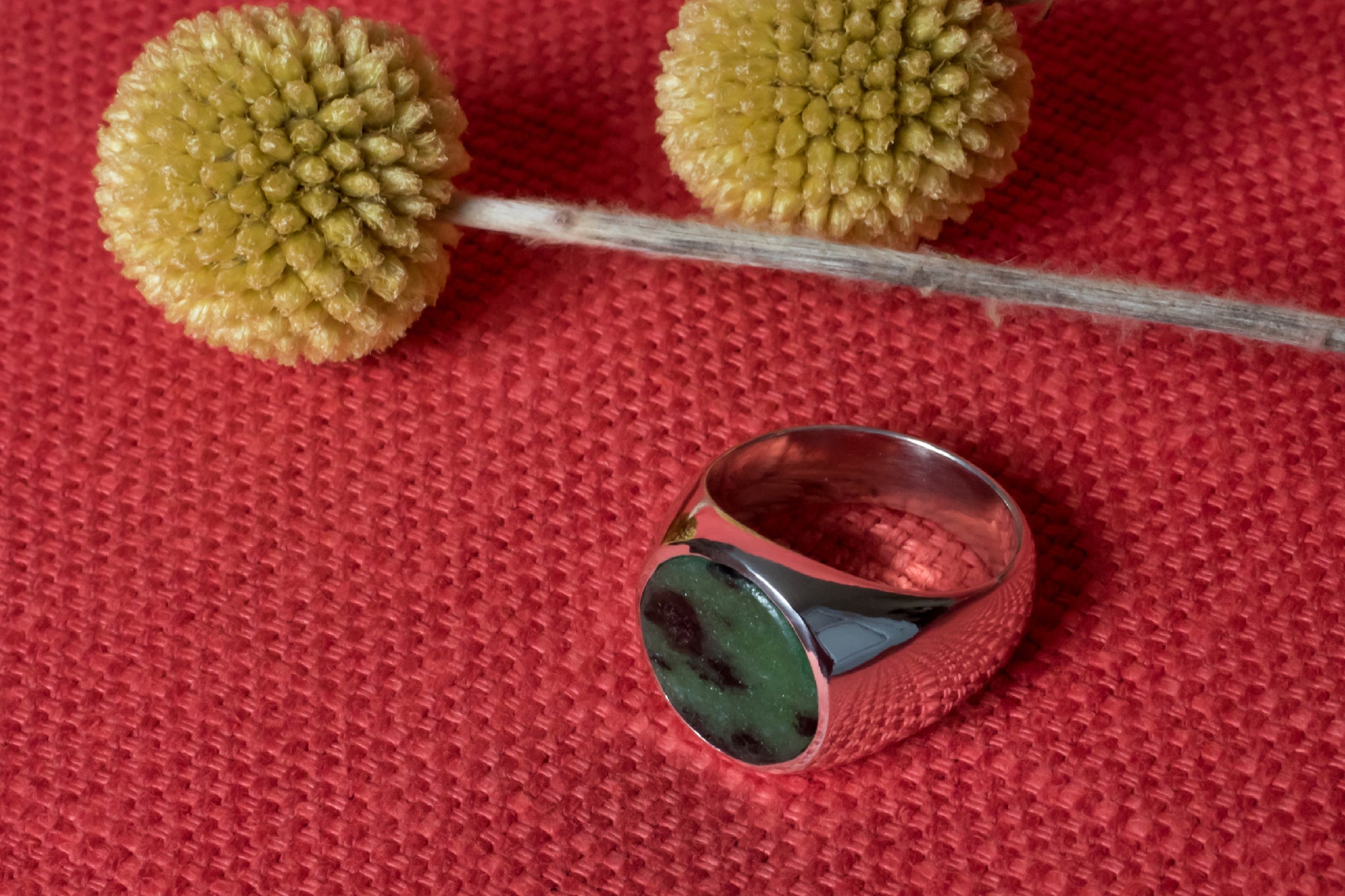 Ruby in Zoisite Signet Ring